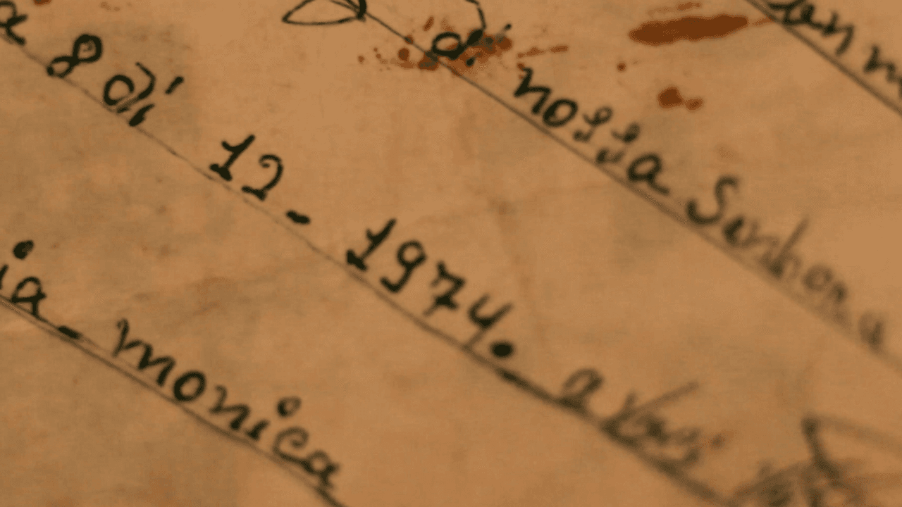 Manuscrito antigo em papel envelhecido